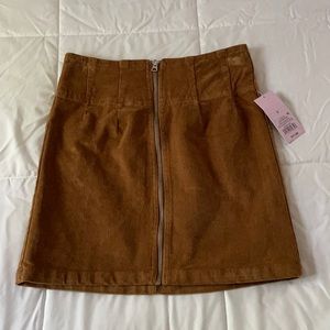 Corduroy Camel Brown Mini Skirt with zipper